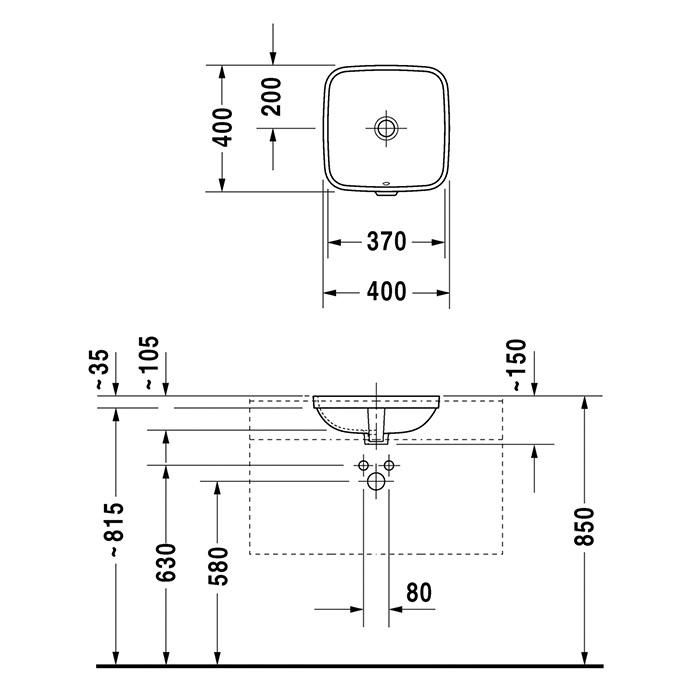 Раковина встраиваемая Duravit DuraStyle 0373370022 40x40