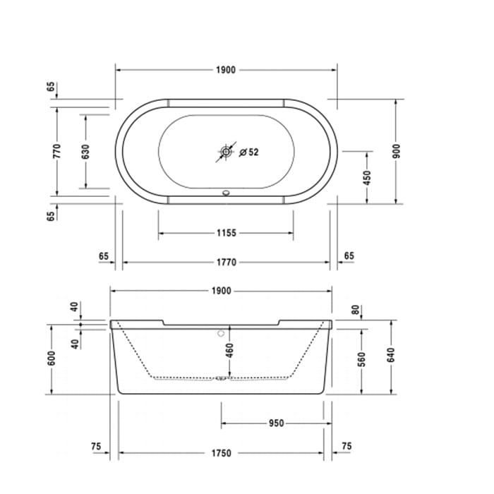 Ванна отдельностоящая Duravit Starck 700012000000000 190x90