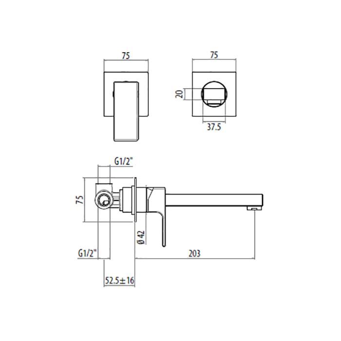 Смеситель для раковины Gattoni Kubik 2537/25C0 cr