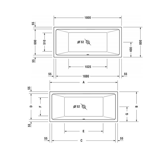 Ванна встраиваемая Duravit Vero Air 700413000000000 180x80