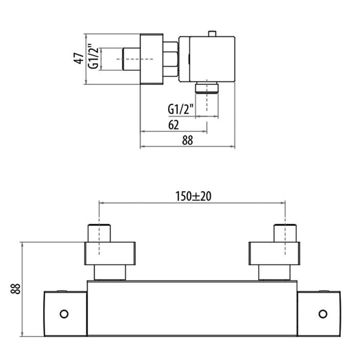 Смеситель для душа Gattoni Termostatici TSQU52500C0cr