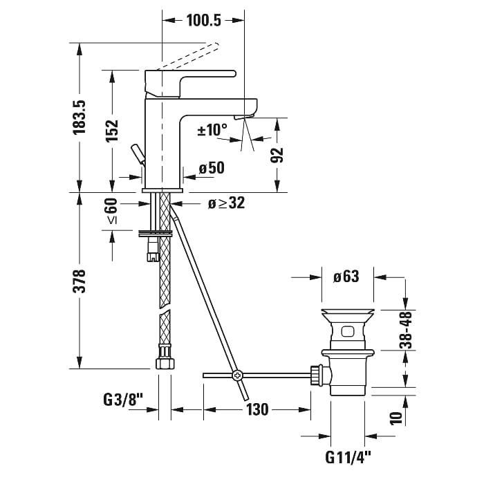 Смеситель для раковины Duravit B.2 B21010001010