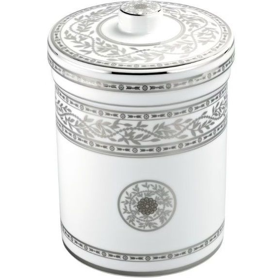 Банка фарфоровая с крышкой настольная Marquise platinum decor A7G-A02-4611 (белый, платина)