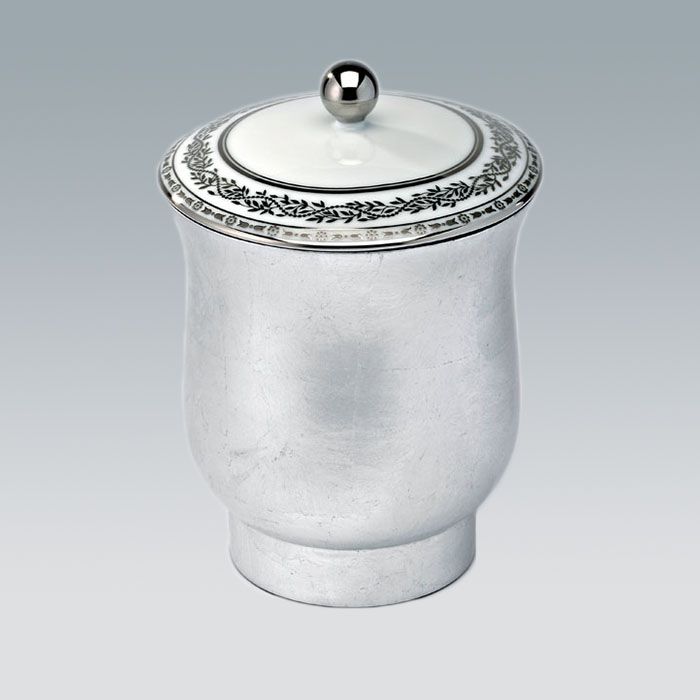 Банка лакированная с фарфоровой крышкой Marquise platinum decor A7G-A02-4621 (белый, платина)