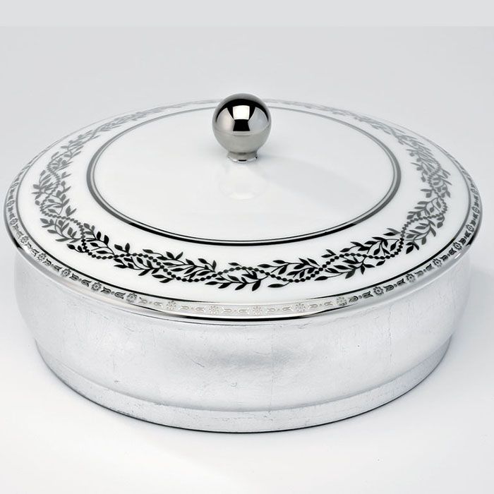 Банка лакированная с фарфоровой крышкой Marquise platinum decor A7G-A02-4623 (белый, платина)