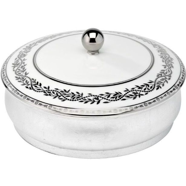 Банка лакированная с фарфоровой крышкой Marquise platinum decor A7G-A02-4623 (белый, платина)