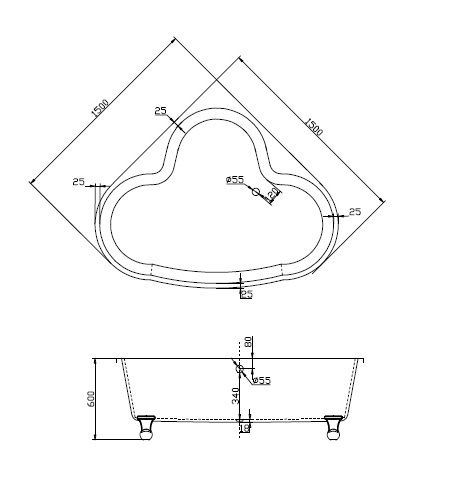 Ванна угловая BelBagno BB07 150x150