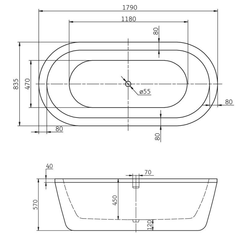Ванна отдельностоящая BelBagno BB12-1785 179x84
