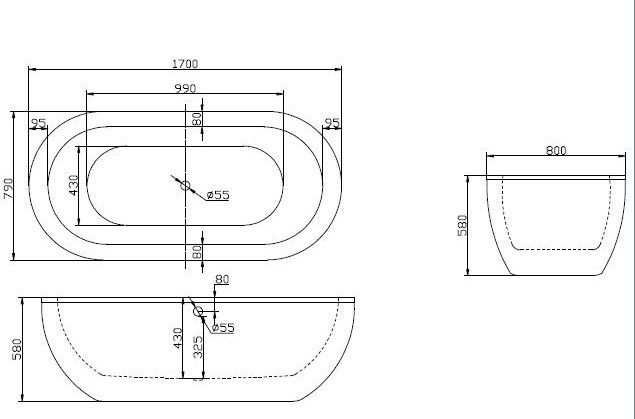 Ванна отдельностоящая BelBagno BB13-1700 170x79