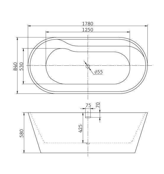 Ванна отдельностоящая BelBagno BB14 178x84