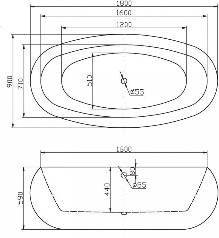 Ванна отдельностоящая BelBagno BB18 180x90