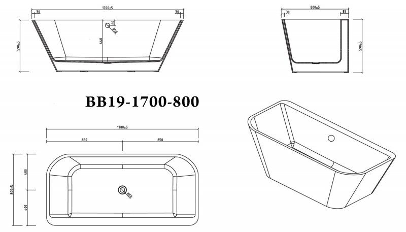 Ванна отдельностоящая BelBagno BB19-1700-800 170x80
