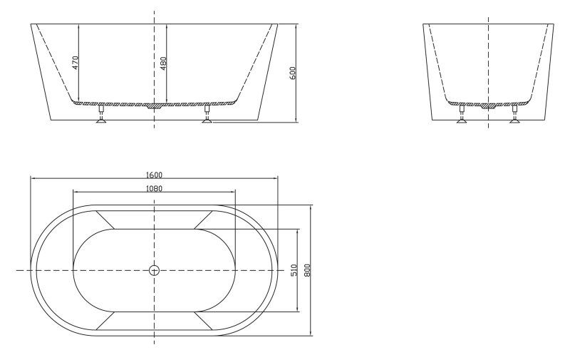 Ванна отдельностоящая BelBagno BB202-1600-800 160x80