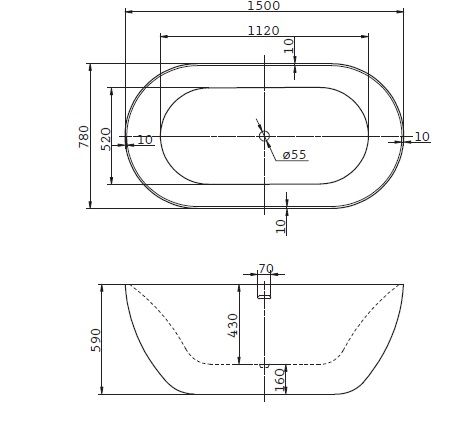 Ванна отдельностоящая BelBagno BB27 150x78