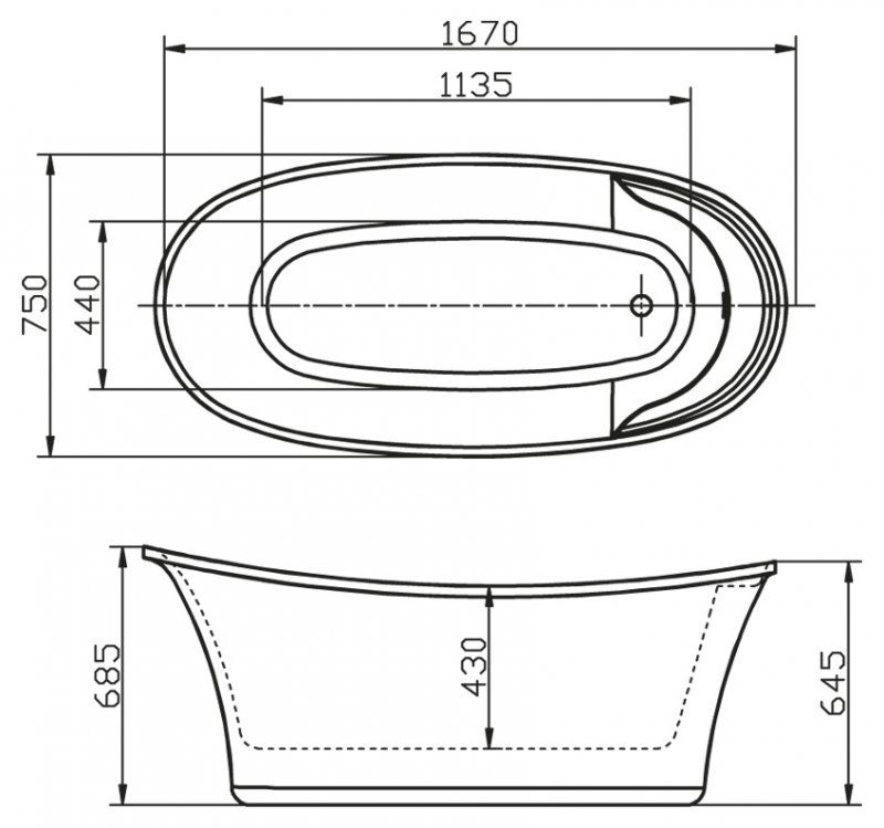 Ванна отдельностоящая BelBagno BB302 167x75