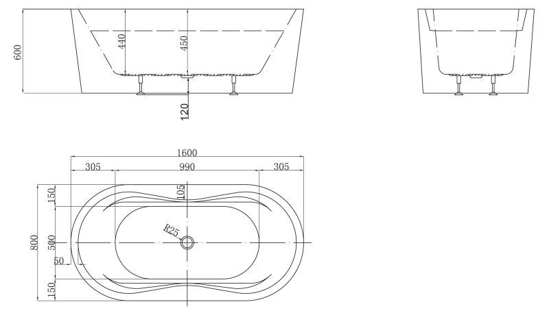 Ванна отдельностоящая BelBagno BB407-1600-800 160x80