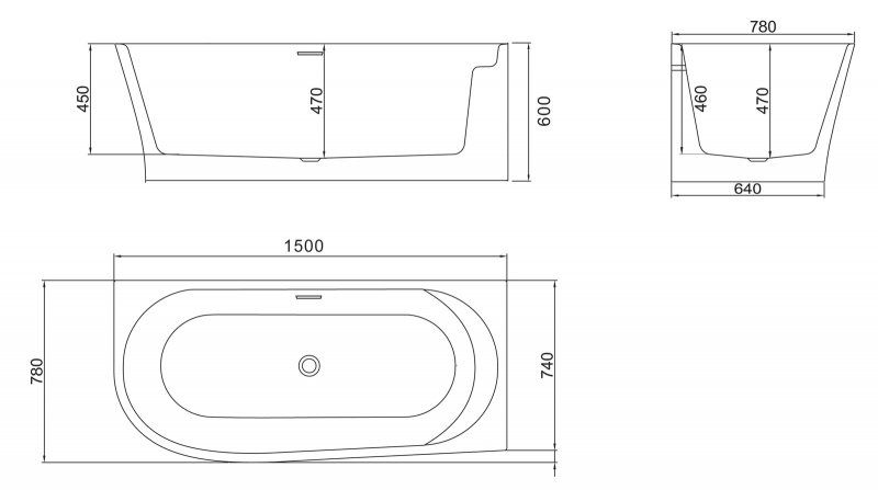 Ванна угловая BelBagno BB410-1500-780-R 150x78