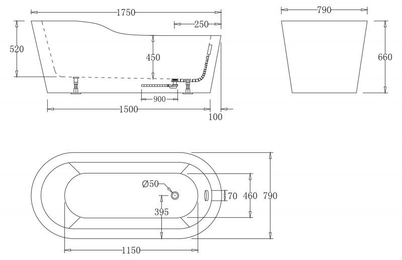 Ванна отдельностоящая BelBagno BB65-1750 175x79