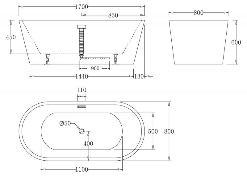 Ванна отдельностоящая BelBagno BB71-1700-W0 170x80