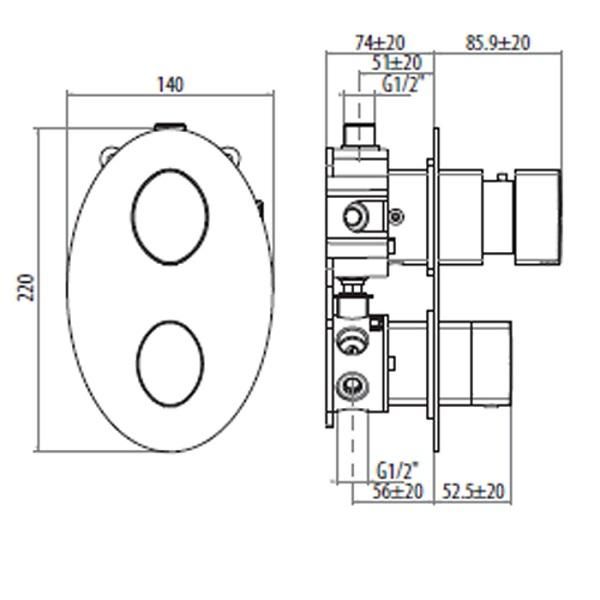 Термостат Gattoni Easy Gbox TS055/22C0cr