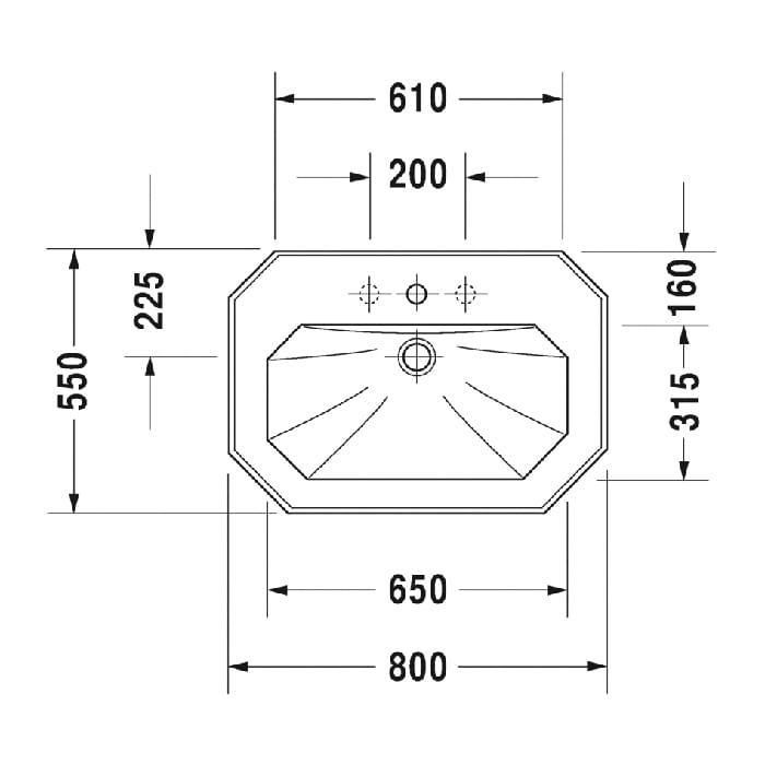 Раковина встраиваемая Duravit 1930 0438800030 80x55