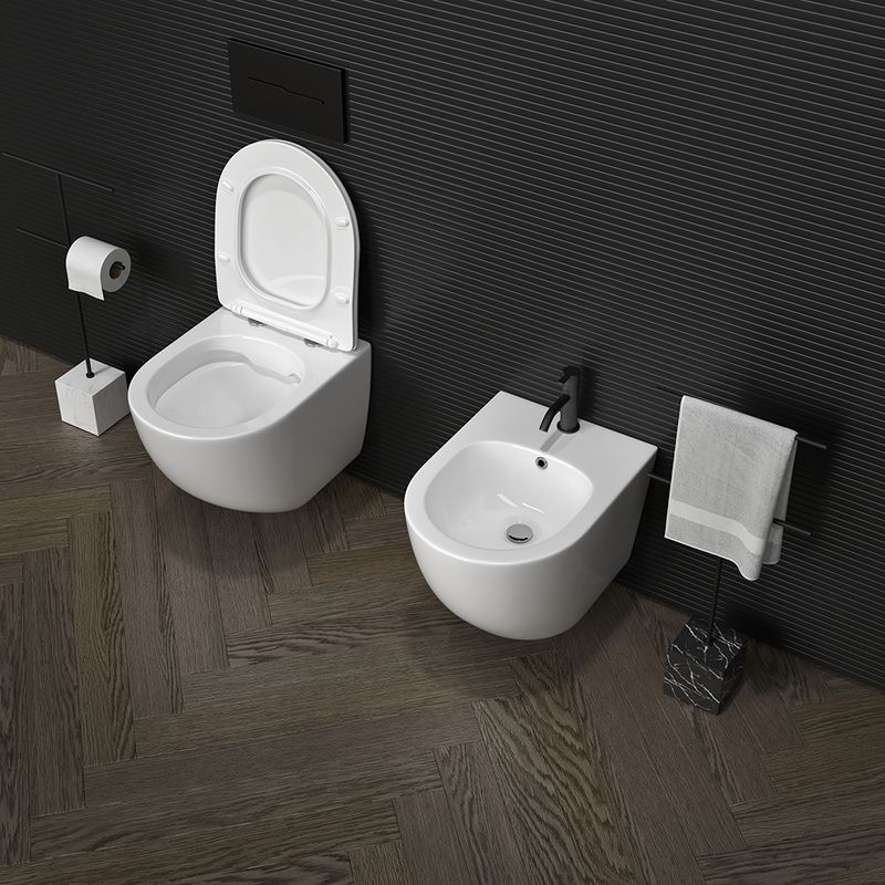 Биде подвесное Ceramica Nova Forma CN3010 48х37 с креплением и донным клапаном  (белый)