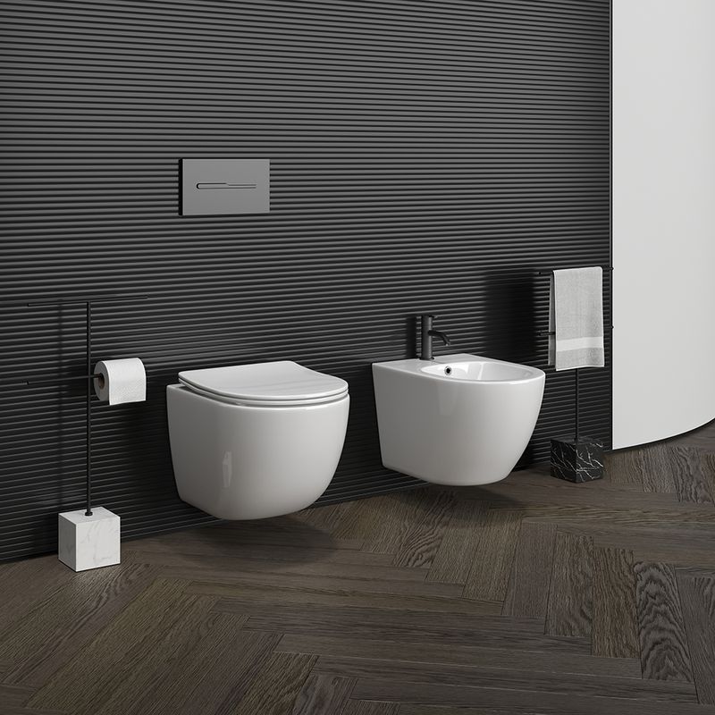 Биде подвесное Ceramica Nova Forma CN3010 48х37 с креплением и донным клапаном  (белый)