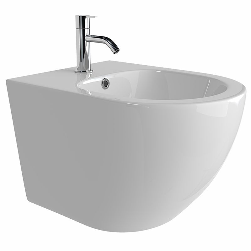 Биде подвесное Ceramica Nova Forma CN3010 48х37 с креплением и донным клапаном  (белый)