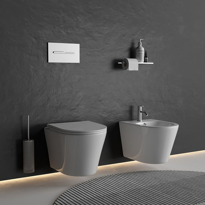 Биде подвесное Ceramica Nova Forma CN3012 48х37 с креплением и донным клапаном (белый)