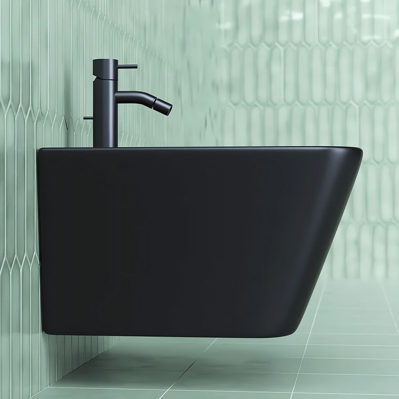 Биде подвесное Ceramica Nova Metric CN3008MB 51х34.5 с донным клапаном и креплением (черный мат)