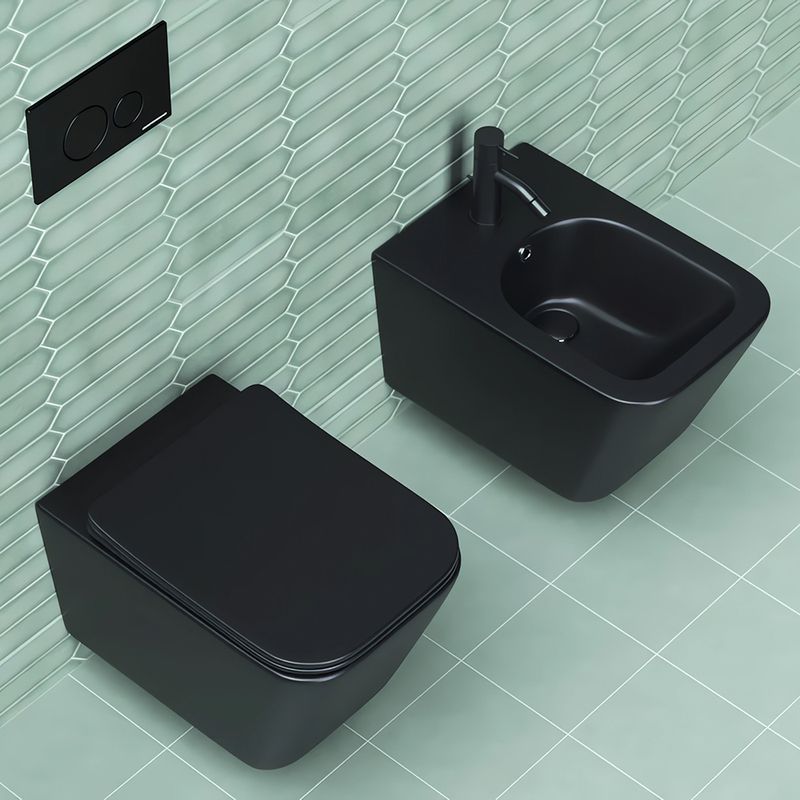 Биде подвесное Ceramica Nova Metric CN3008MB 51х34.5 с донным клапаном и креплением (черный мат)
