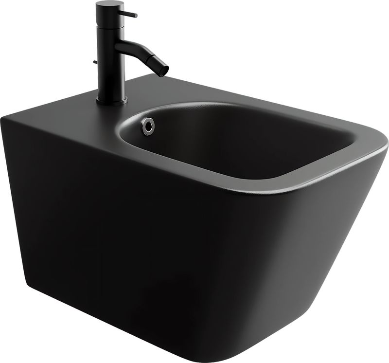 Биде подвесное Ceramica Nova Metric CN3008MB 51х34.5 с донным клапаном и креплением (черный мат)