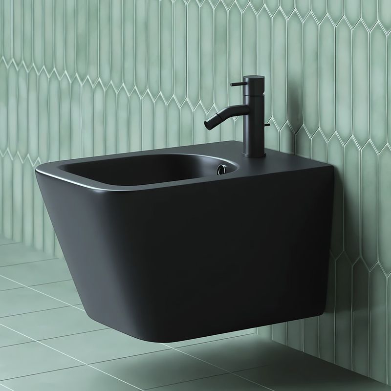 Биде подвесное Ceramica Nova Metric CN3008MB 51х34.5 с донным клапаном и креплением (черный мат)