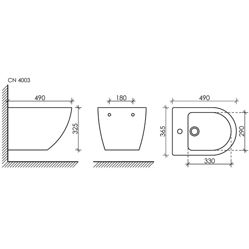 Биде подвесное Ceramica Nova Metropol CN4003MB 49х37с креплением (черный матовый)