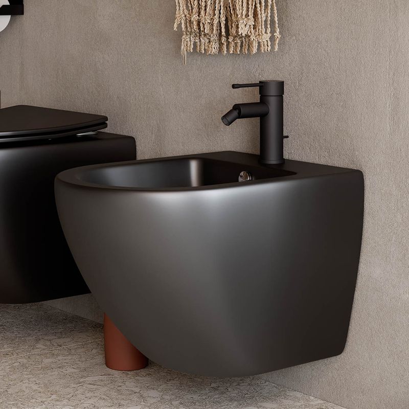 Биде подвесное Ceramica Nova Metropol CN4003MB 49х37с креплением (черный матовый)
