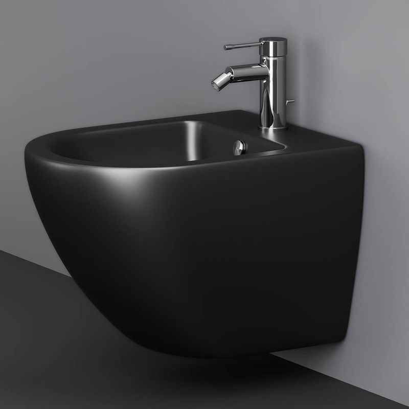 Биде подвесное Ceramica Nova Metropol CN4003MB 49х37с креплением (черный матовый)