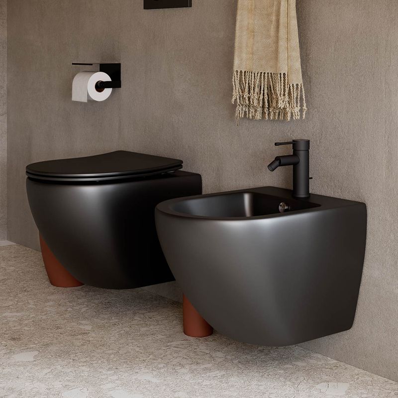 Биде подвесное Ceramica Nova Metropol CN4003MB 49х37с креплением (черный матовый)