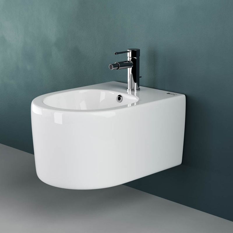 Биде подвесное Ceramica Nova Moments CN3004 49х37 с креплением и донным клапаном с керамической накладкой (белый)