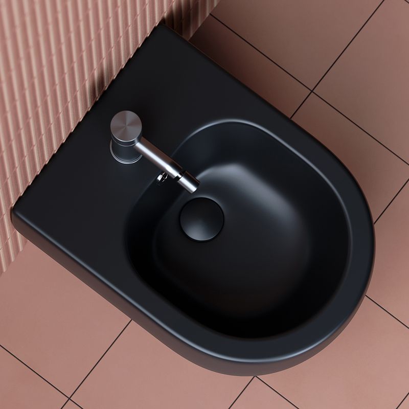 Биде подвесное Ceramica Nova Play CN3002MB 49х37 с креплением и донным клапаном (черный мат)