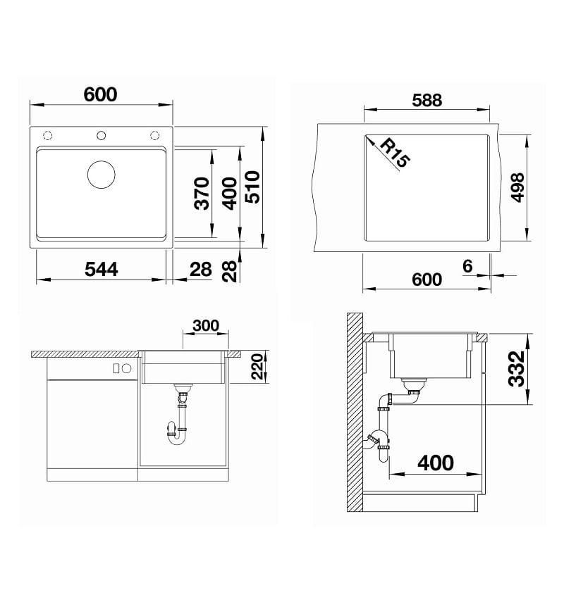 Мойка кухонная Blanco Etagon 6 Бетон 525300 60х51