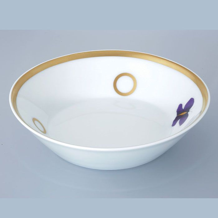 Блюдо фарфоровое 13x13 см. THG Capucine Mauve Decor Or A7D-A02-4615 (золотой, лиловый, белый)