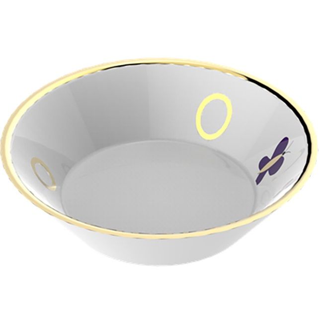 Блюдо фарфоровое 13x13 см. THG Capucine Mauve Decor Or A7D-A02-4615 (золотой, лиловый, белый)