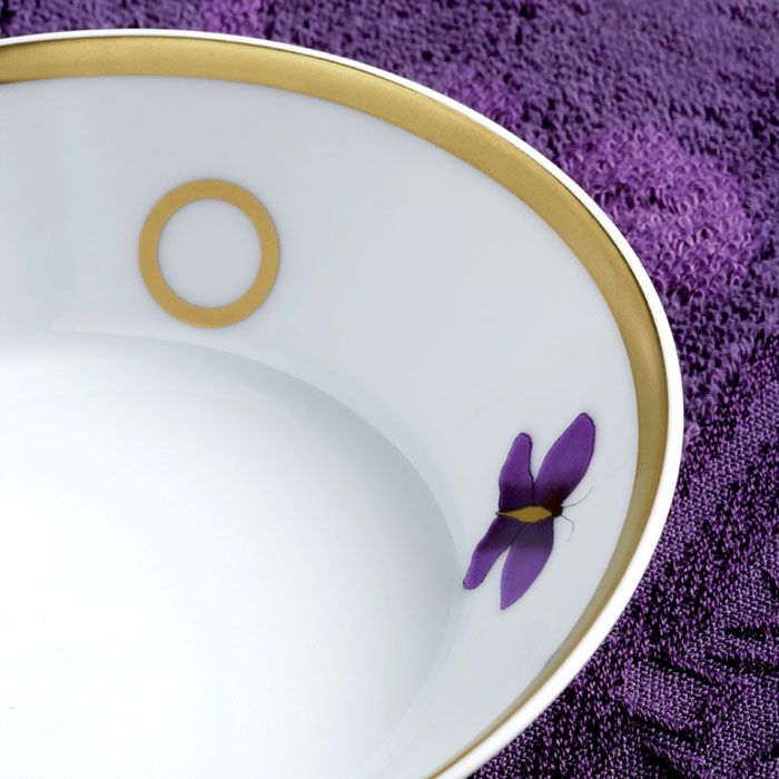 Блюдо фарфоровое 13x13 см. THG Capucine Mauve Decor Or A7D-A02-4615 (золотой, лиловый, белый)