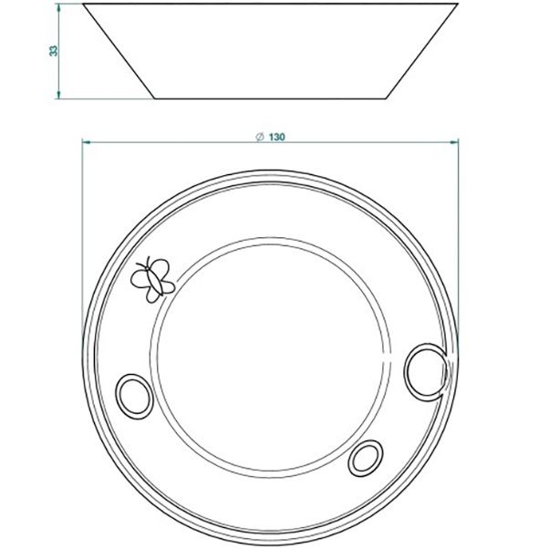Блюдо фарфоровое настольное 13x13 см. THG Capucine Vert Decor Platine A7E-A02-4615 (платина, зеленый, белый)