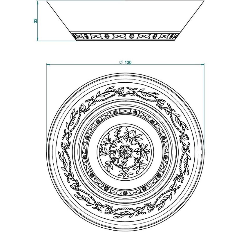 Блюдо фарфоровое настольное THG Marquise Porcelaine Noire 13x13 см. A7F-A02-4615 (белый, декор: черный, золотой)