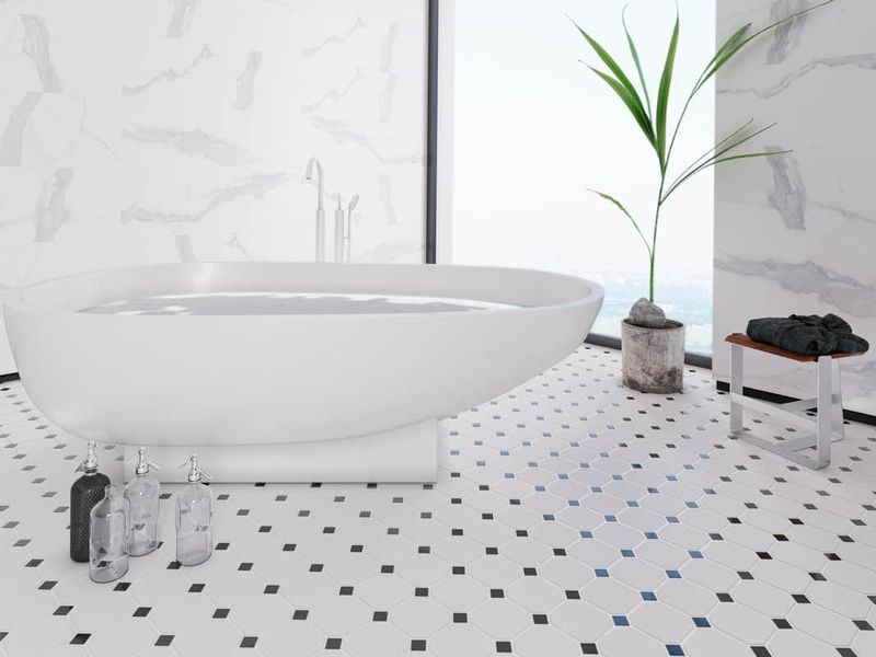 Мозаика Starmosaic Octagon Big White/Black Matt (CLA006) 30х30