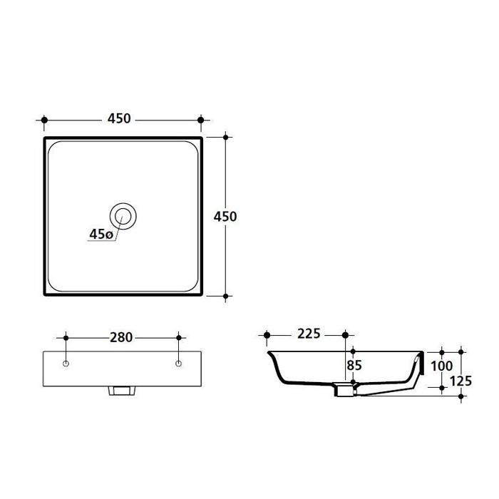 Раковина накладная Kerasan Lavabi  3544bi*0 45х45