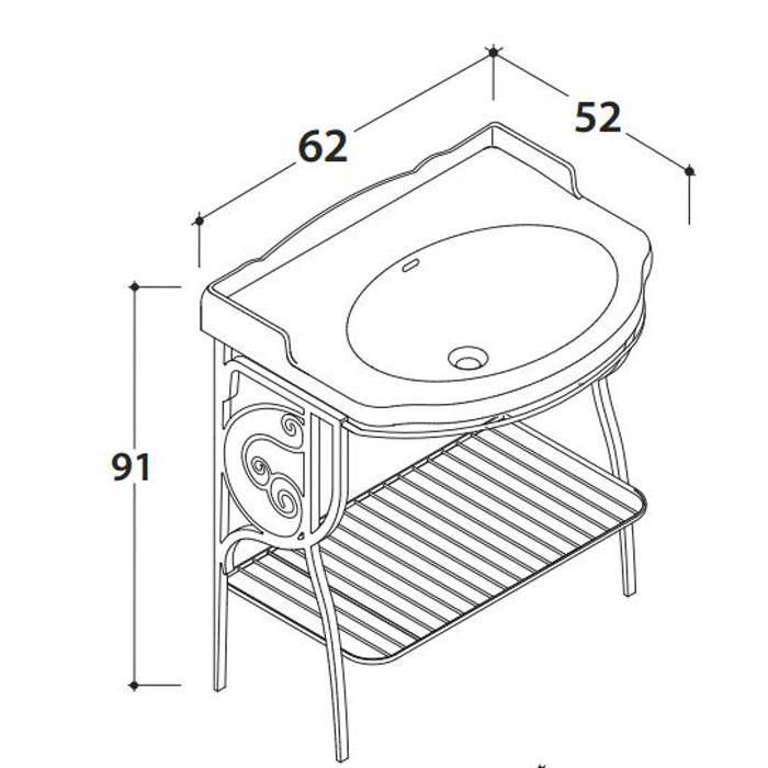 Консоль напольная для раковины Globo Paestum Met.ant PA127 80х62