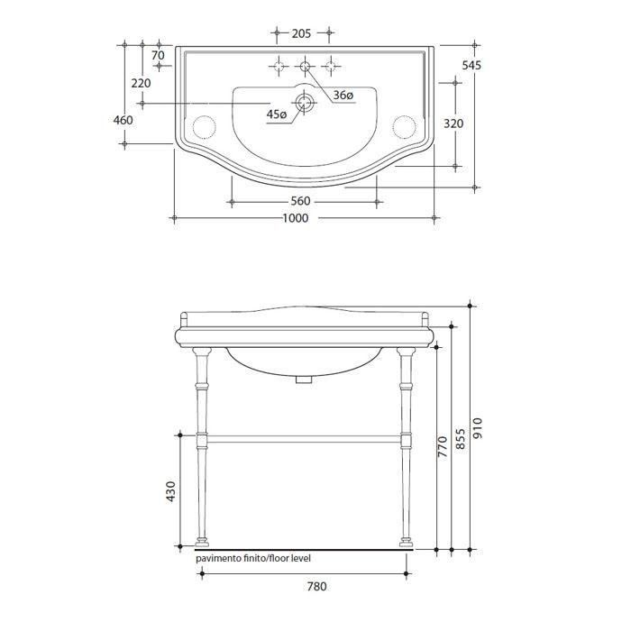 Консоль Kerasan Waldorf  730090 100х77