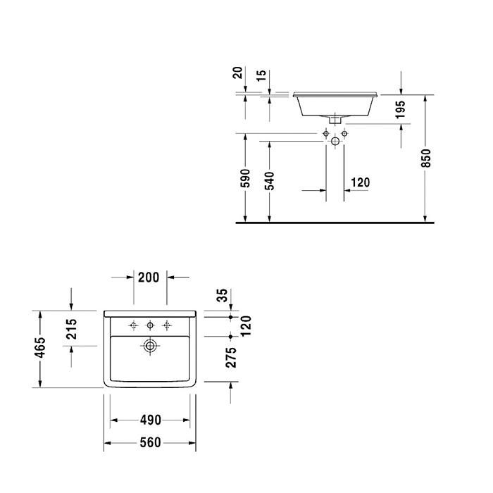 Раковина встраиваемая Duravit Starck 3 0302560000 56x46